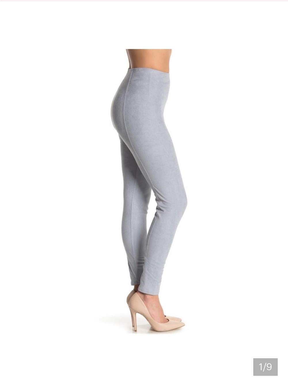 High-Waist baby blue suede lysse Leggings